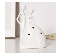 Couple Sculpture - Modern Heart Deco Figurines for Living Room, Bedroom & Office | Ceramic Embrace Art Decoration | Contemporary Love Design in White