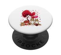 Couple Shetland Sheepdogs Valentine Tree Cute Hearts Floral PopSockets Adhesive PopGrip