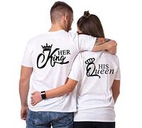 Couple Shirt for Him&Her King&Queen T- Shirt for Boyfriend & Girlfriend Couple Short Sleeve Top Outfit1 PC (White-King, XL)