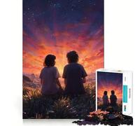 Couple Silhouettes Sunset for Adults 1000 Piece Jigsaw Puzzle Leisure Game, Fine Detail, Fun Activity, Table Accent (38x26cm)