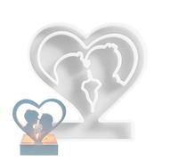 Couple Silicone Mold - DIY Art Craft Heart Tealight Candle Holder - Heart Epoxy Resin Casting Kiss Couple Tealight Candle Holder Mold for DIY Art Craft, Epoxy Resin