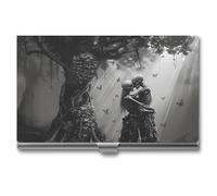 Couple Skeletons on The Tree Evil Skull Lovers Horror Business Card Holder Metal Wallet Credit Card ID Case for Men Women
