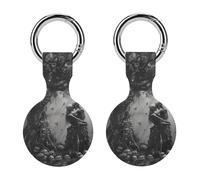 Couple Skeletons on The Tree Evil Skull Lovers Horror Keychain Holder Case Compatible with AirTag Waterproof Silicone Shell Protective Case 2PCS