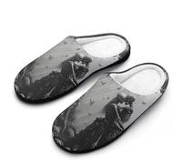 Couple Skeletons on The Tree Evil Skull Lovers Horror Women's Cotton Slippers Soft Closed Toe House Shoes Non-Slip Slippers for Indoor Outdoor