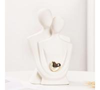 Couple Statue,Couple Hugging Statue,Modern Abstract Art Decoration,Decorative items for TV cabinets,living rooms and bedrooms.Romantic Gifts for Valentine Anniversary Birthday (White Gold A, L)