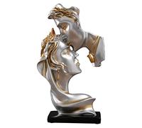 Couple Statue Gifts Lovers Sculpture, Couples Kiss Sculpture,Abstract Art Romantic Resin Statue Creative Desk Decorations Handmade Crafts for Home Living Room, Wedding, Gift (Silver)