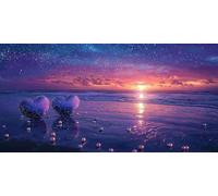 Couple Stone Diamond Painting Kits for Adults & Kids, 5D Full Drill Round Diamond Art Craft, DIY Gem Art Painting by Numbers for Home Wall Decor, Beginner Friendly, Stress Relief Gift 100 x 200cm A333