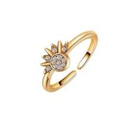 Couple Sun and Moon Zirconia Stacked Ring, Hip Hop Street Style Diamond Inlaid Adjustable Ring