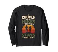 Couple that Hikes Together Hiker Matching Couples Gift Retro Long Sleeve T-Shirt