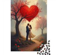 Couple Under Heart Tree 1000 Piece Jigsaw Puzzle for Adults Paper Puzzle Game for Family Romantic Gift 38x26cm/1000pcs