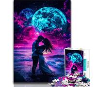 Couple Under The Moon 1000 Piece Jigsaw Puzzles for Adults,Stress Reliever Difficult Challenge Suitable for Desktop Decoration 38x26cm