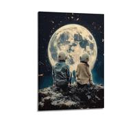 Couple Under The Moon Poster Poster Decorative Painting Canvas Wall Posters And Art Picture Print Modern Family Bedroom Decor Posters 24x36inch(60x90cm)