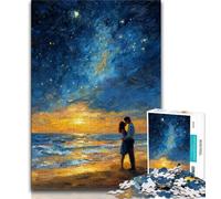 Couple Under The Night Sky Jigsaw Puzzles 1000 Pieces for Adults Teens,Toys Educational Games Stress Relieving Wishlist with Santa Claus (75x50cm)