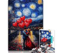 Couple Under The Night Sky Jigsaw Puzzles for Adults,Challenging To Complete But Fun And Humorous Birthday Present,Gifts,Wall Art 38x26cm