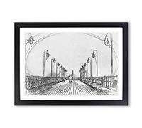 Couple Upon The Pier in Abstract Framed Print | A2 Black Framed Wall Art | Ready to Hang | Abstract Fantasy Picture | Living Room Bedroom Lounge Office