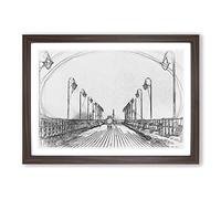 Couple Upon The Pier in Abstract Framed Print | A2 Walnut Framed Wall Art | Ready to Hang | Abstract Fantasy Picture | Living Room Bedroom Lounge Office