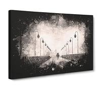 Couple Upon The Pier Paint Splash Canvas Print | Gallery Wrapped 30mm Frame Wall Art | 30x20 inches | Ready to Hang | Modern People Picture | Living Room Bedroom Lounge Office