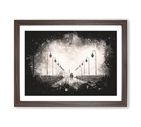 Couple Upon The Pier Paint Splash Modern Art Framed Print | A3 Walnut Framed Wall Art | Ready to Hang | Modern Nature Picture | Living Room Bedroom Lounge Office