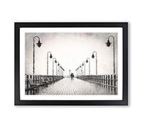 Couple Upon The Pier Painting Framed Print | A2 Black Framed Wall Art | Ready to Hang | Modern Historical Picture | Living Room Bedroom Lounge Office