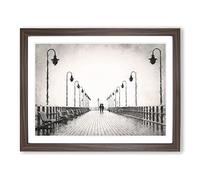 Couple Upon The Pier Painting Modern Art Framed Print | A2 Walnut Framed Wall Art | Ready to Hang | Modern Historical Picture | Living Room Bedroom Lounge Office