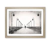 Couple Upon The Pier Painting Modern Art Framed Print | A3 Oak Framed Wall Art | Ready to Hang | Modern Historical Picture | Living Room Bedroom Lounge Office