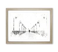 Couple Upon The Pier Watercolour Modern Framed Print | A2 Oak Framed Wall Art | Ready to Hang | Modern Historical Picture | Living Room Bedroom Lounge Office