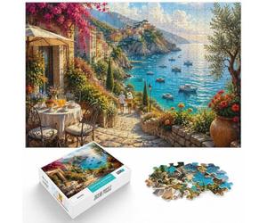 Couple Walking Down Italian Coastal Stairs Jigsaw Puzzle, 1000 Piece | For quiet Christmas days, this adult jigsaw puzzle with 1000 pieces adds a classic jigsaw activity to the holiday season.