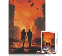 Couple Walking in Post-Apocalyptic City Jigsaw Puzzles for Teenagers 1000 Brain Teaser Educational Game Memorable Heartfelt Gift Option Size 38x26cm