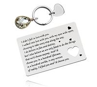 Couple Wallet Insert Card Wedding Day Groom Gift from Bride Boyfriend Husband Gift from Wife Girlfriend Keyring Anniversary Engagement Valentines Birthday Engraved Wallet Insert Gifts Keychain Gifts