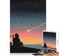 Couple Watching Meteor Shower Jigsaw Puzzles for Adults1000 Pieces Mindful Game, Fine Cut, Happy Challenge, Xmas Gift (50x75cm)