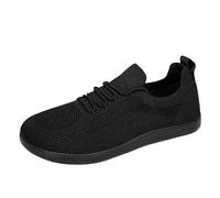 Couple Wide Toe Casual Shoes Low Top Lace Up Slip On Breathtaking Mesh Lightweight Athletic Walking Fitness Outdoor Sport Sneakers No-Fuss Footwear for Errands Black