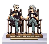 Couple Wooden Plaqque Romantic Figurine - Growing Old Together Desktop Ornament | Personalized Wooden Couple Statue Gift | Symbol of Enduring Love Home Decor Birthday Anniverrsary Present