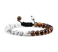 Couple Yinyang Beads Bracelet Black Lava Tiger Eye Stone Bracelets Handmade Braided Bangles for Women Men Wristband Yoga Jewelry,Tiger Eye Stone