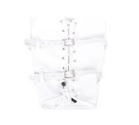 Couples Adult Game Sex Toy of PU Leather Bound Legs Strap Restraint Slave Lockable Ankle Cuff for BDSM Bondage Leg Binder SM(White)
