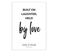 Couples Affirmation Poster - Laughter, Held By Love - Personalised Canvas Prints and Framed Wall Art for Couples Unique Ideas for Boyfriends Husband Wife Couple - A2 Print Only - 420 x 594mm
