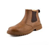 Couples All Seasons Leather Knob Thick Soled Labor Protective Shoes Boots Men's and Women's Work Shoes (Khaki, 8.5)