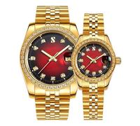 Couples Automatic Self-Wind Watches Calendar Date Luxury Stainless Steel Men and Women Pair Watches His and Hers Automatic Watch Gifts Set of 2