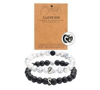 Couples Bracelets 2 Pcs Matching Couple Bracelets for Men Women Permanent Bracelet Touch Bracelets for Couples His and Her Bracelets Heart Matching Bracelets Relationship Gifts for Boyfriend and