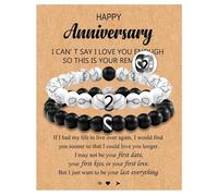 Couples Bracelets Gifts To My Lover, Natural Stone Bracelet for Men,8MM Adjustable Black Onyx Stone Bracelet,Couple Bracelets Gifts for Him and Her,Anniversary Valentine's Day Birthday Christmas Gift