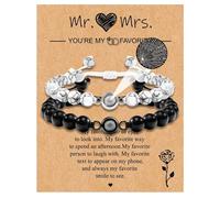 Couples Bracelets Gifts To My Lover, Natural Stone Bracelet for Men,8MM Adjustable Black Onyx Stone Bracelet,Couple Bracelets Gifts for Him and Her,Anniversary Valentine's Day Birthday Christmas Gift