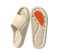 Couples Cozy Water Slide Slippers for Indoor Bath Spa, Open Toe Non-Slip Rubber Sole for Poolside Shower, Quick-Dry EVA Foam Unisex House Shoes (Khaki, 5.5)