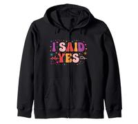 Couples Engagement Retro Groovy He Asked I Said Yes Zip Hoodie