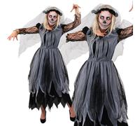COUPLES HALLOWEEN COSTUME MENS WOMENS CORPSE BRIDE GROOM DEAD GHOST FANCY DRESS