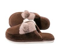 Couples Indoor Slippers Quiet Thick Sole Closed Toe House Shoes Anti Slip Warm Winter Slip On Clogs for Bedroom Living Room Garden Soft Cushion Unisex Footwear Coffee