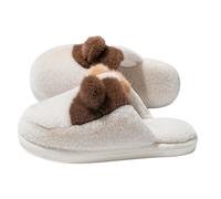 Couples Indoor Slippers Quiet Thick Sole Closed Toe House Shoes Anti Slip Warm Winter Slip On Clogs for Bedroom Living Room Garden Soft Cushion Unisex Footwear Beige