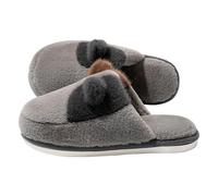 Couples Indoor Slippers Quiet Thick Sole Closed Toe House Shoes Anti Slip Warm Winter Slip On Clogs for Bedroom Living Room Garden Soft Cushion Unisex Footwear Grey