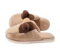 Couples Indoor Slippers Quiet Thick Sole Closed Toe House Shoes Anti Slip Warm Winter Slip On Clogs for Bedroom Living Room Garden Soft Cushion Unisex Footwear Khaki