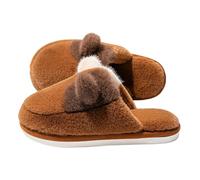 Couples Indoor Slippers Quiet Thick Sole Closed Toe House Shoes Anti Slip Warm Winter Slip On Clogs for Bedroom Living Room Garden Soft Cushion Unisex Footwear Brown