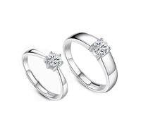 Couples Jewelry for Him and Her Rings Sterling Silver Ring 925 Silver Cubic-Zirconia Band Adjustable Upgrade 3.0 for Men Lesbian Graduation