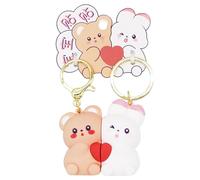 Couples Keyrings | 2Pc's Magnetic His and Hers Key chain | Compact & Sturdy Romantic Anniversaries & Valentine's Day key Chain | Cute PVC Couple Key ring for Lovers | Bear & Frog Design